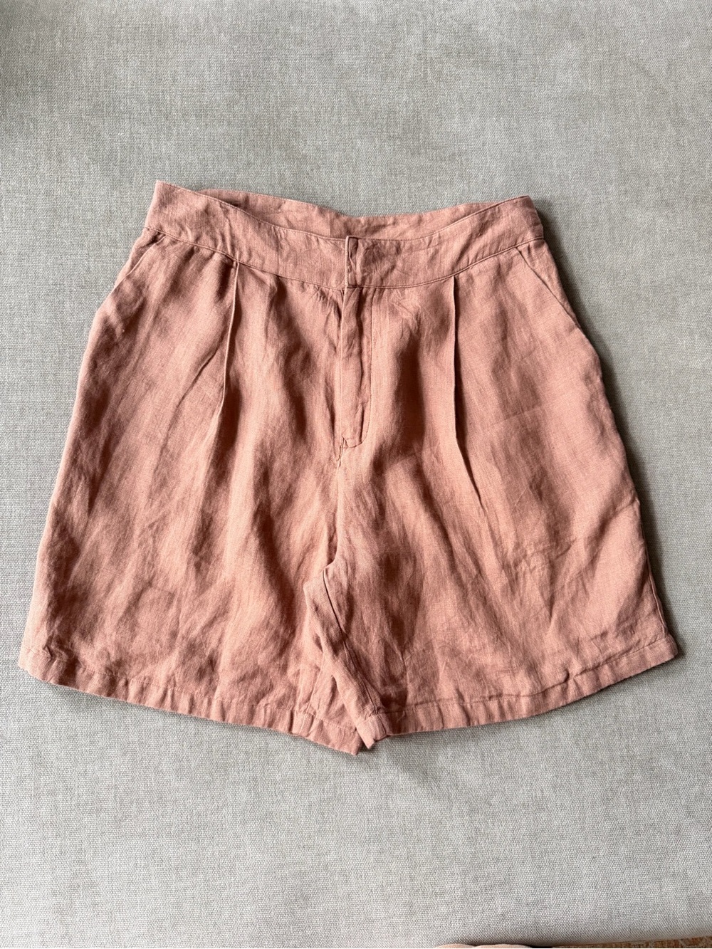 Free People High Waist Linen Shorts in Dusty Rose